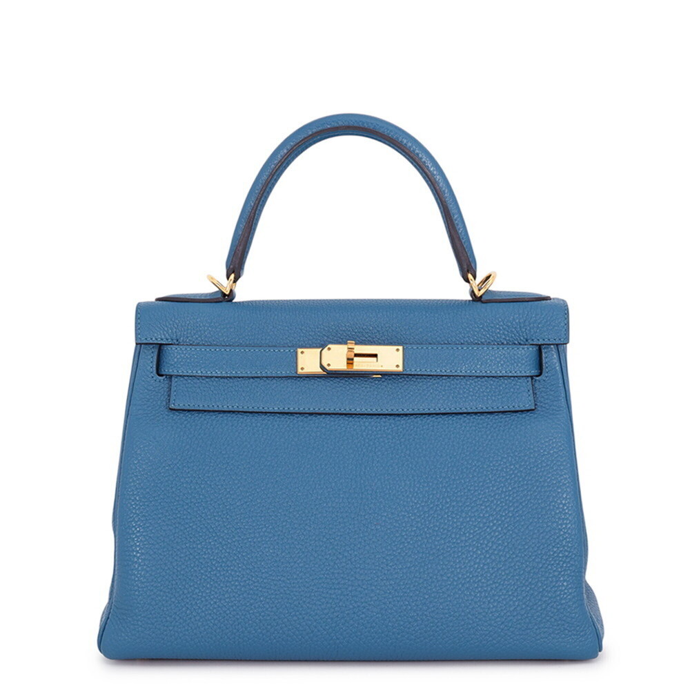 Hermes Kelly 28 Handbag, Inside Stitching, Bleu de Galice Togo Leather, □Q St...